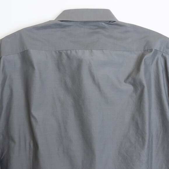 Ermenegildo Zegna Silk Cotton Hidden Placket Grey Shirt 41 / 16 - Picture 10 of 12
